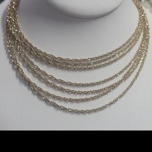 N187  Gold 7 Strand Singapore Chain Necklace